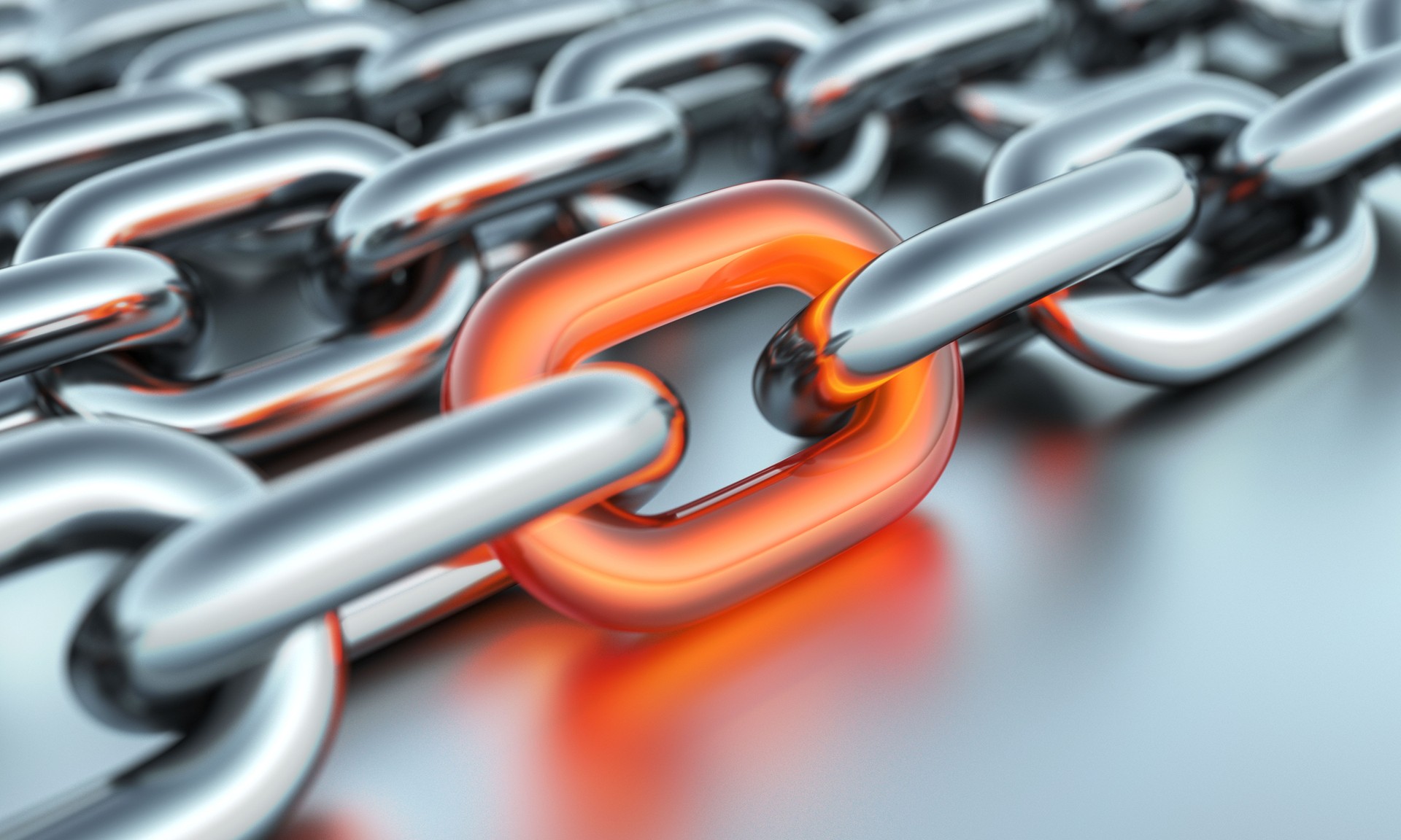 Orange glass link, leadership concept